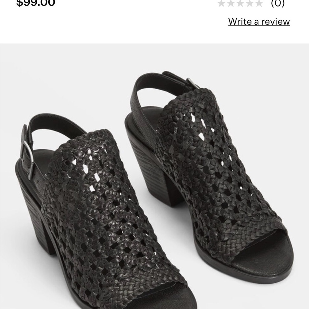 Woven Peep-Toe Block Heel Slingback Sandals - Black